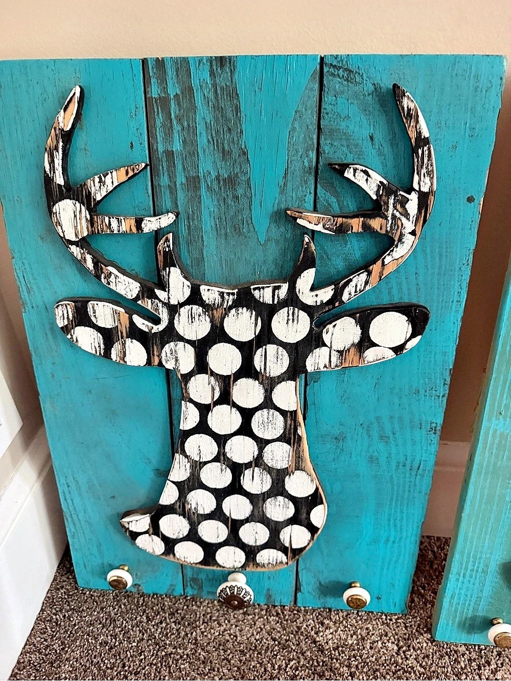 Rustic Animal Wall Art in Blue & Black